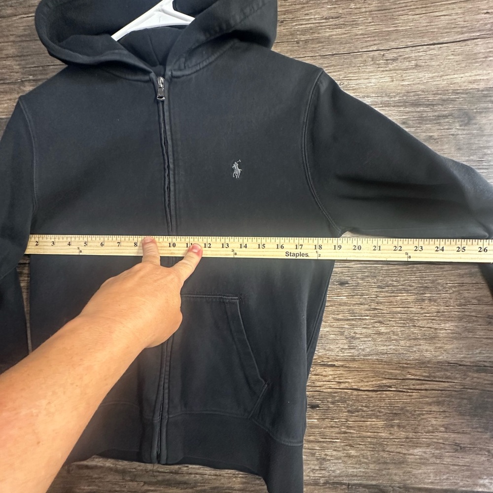 Polo by Ralph Lauren Kids Boys Black Zip-Up Hoodie with Hood and Ribbed Cuffs - Picture 8 of 9